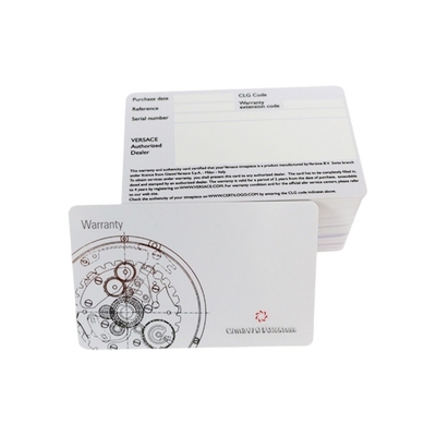 Carte de garantie de bijoux et de montres en PVC plastique Carte de service après-vente de qualité Carte de garantie anti-contrefaçon holographique
